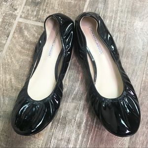 Vera Wang Lavender Black pat leather ballet flats